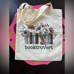 BOOKTROVERT CANVAS BOOK TOTE BAG- NWOT